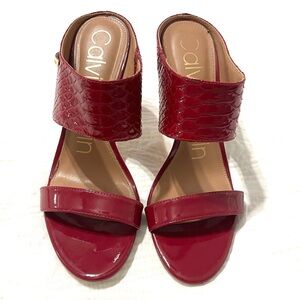 Calvin Klein Shayna Red Snake Stiletto Sandal Shoes
